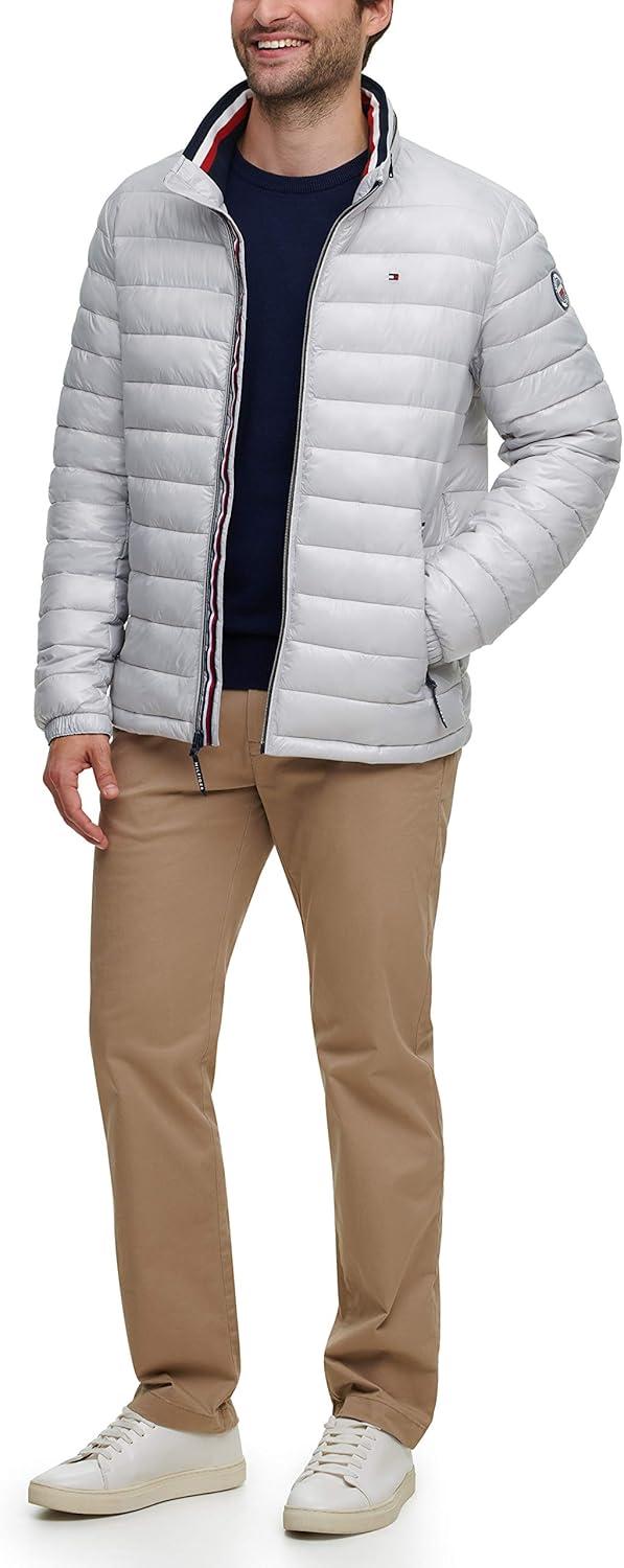 imageTommy Hilfiger mens Wetlook Lightweight Puffer JacketIce Wet Look
