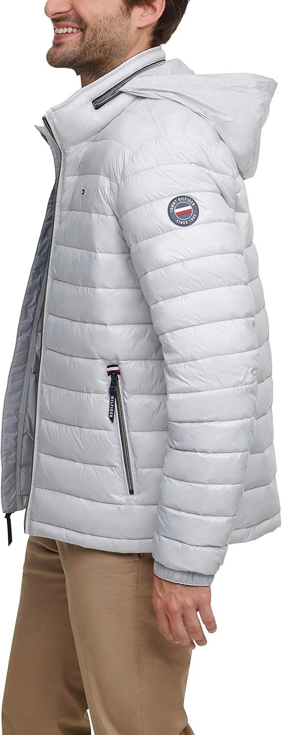 imageTommy Hilfiger mens Wetlook Lightweight Puffer JacketIce Wet Look