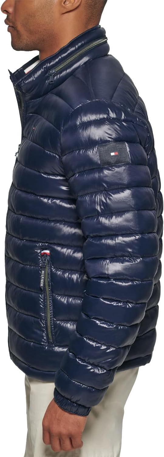 imageTommy Hilfiger mens Wetlook Lightweight Puffer JacketMidnight Wet Look