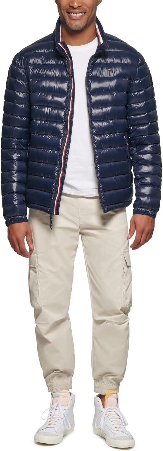 imageTommy Hilfiger mens Wetlook Lightweight Puffer JacketMidnight Wet Look