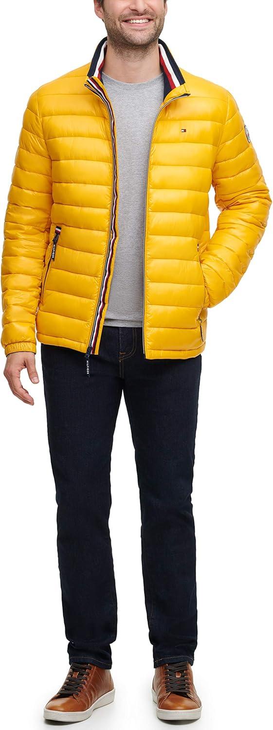 imageTommy Hilfiger mens Wetlook Lightweight Puffer JacketYellow Gold Wet Look