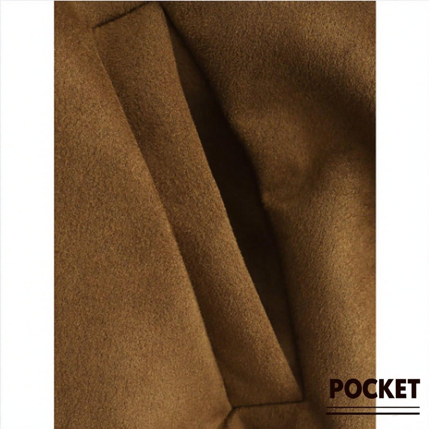 imageWomens Faux Suede Bomber Jacket Oversized Pilot Coats Fall Lapel Zip Up Motorcycle Streetwear OuterwearPocket Brown