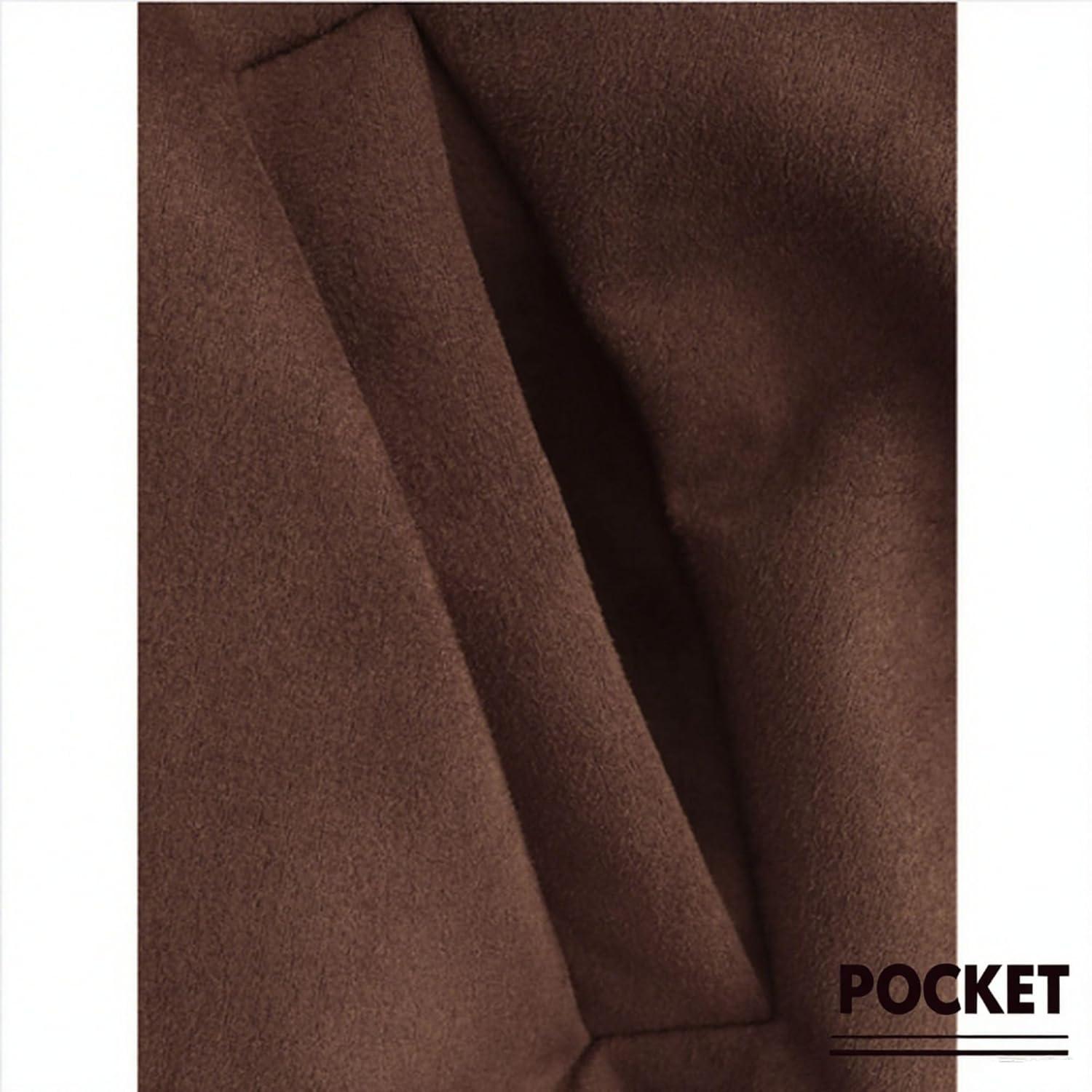 imageWomens Faux Suede Bomber Jacket Oversized Pilot Coats Fall Lapel Zip Up Motorcycle Streetwear OuterwearPocket Coffee