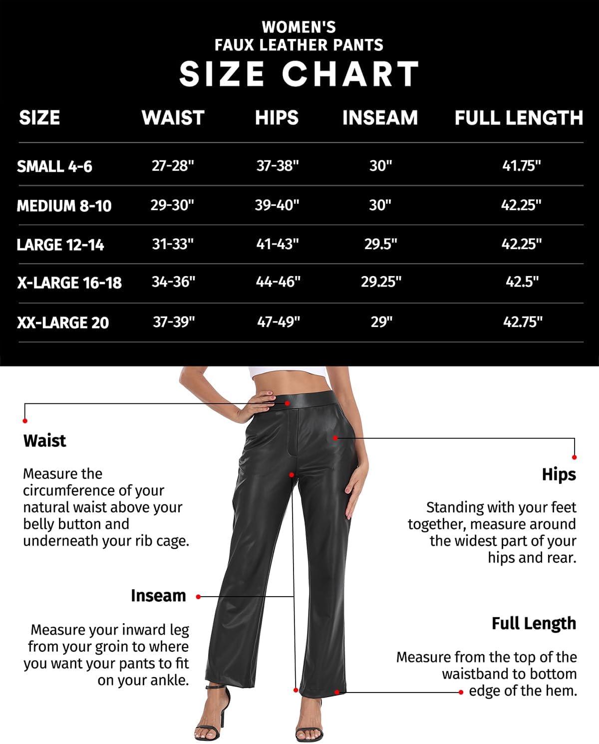 imageWomens Pull On Faux Leather Pants Black High Waisted PU Leather Kick Flare Pants with PocketsBlack