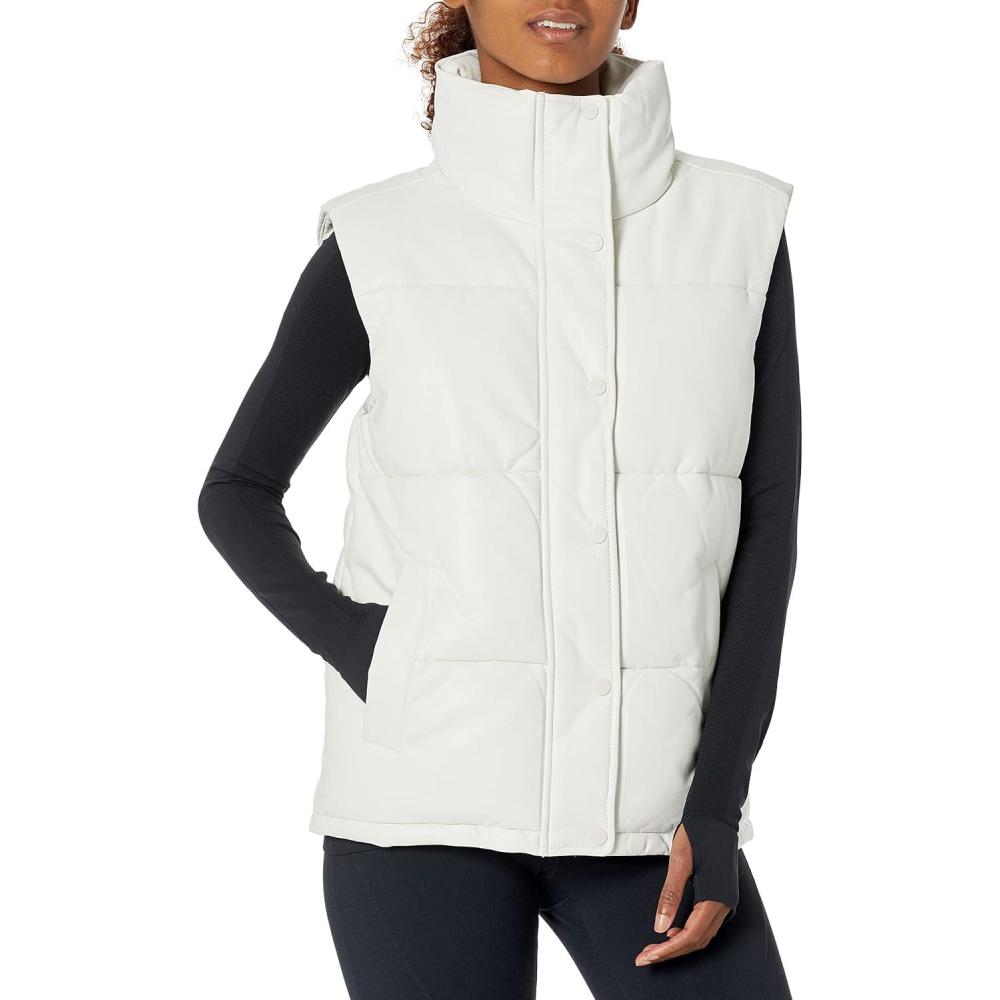 imageAndrew Marc Womens Straightzip Vest0Winter White Faux Leather