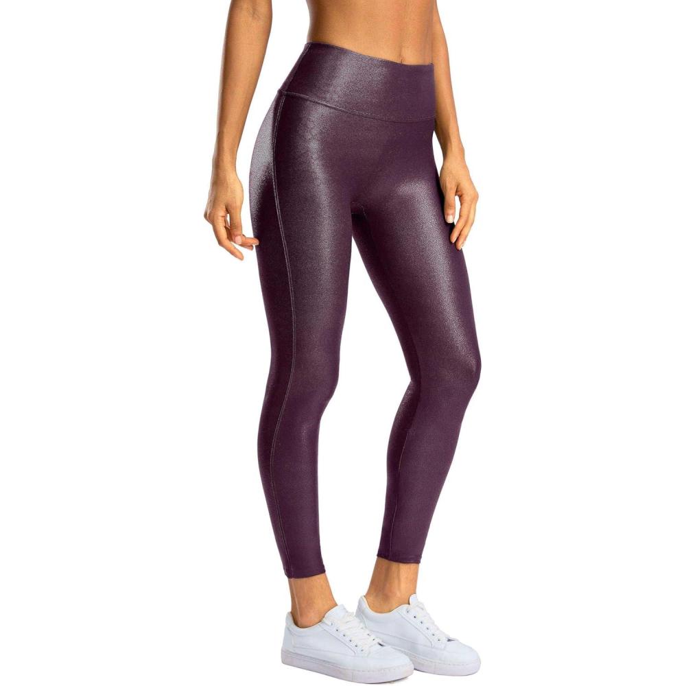imageSANTINY Womens Faux Leather Leggings 252729High Waisted Stretch Leather Pants Pleather Tights for WomenWine