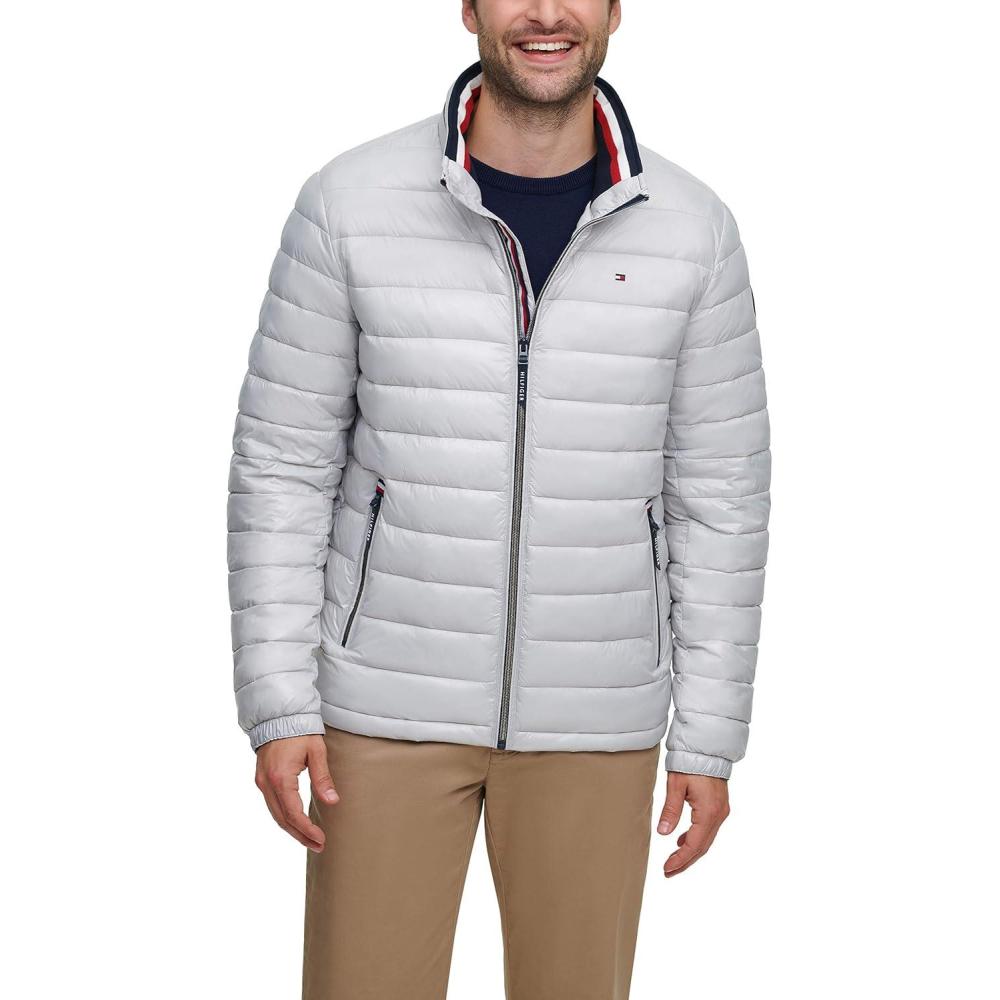 imageTommy Hilfiger mens Wetlook Lightweight Puffer JacketIce Wet Look