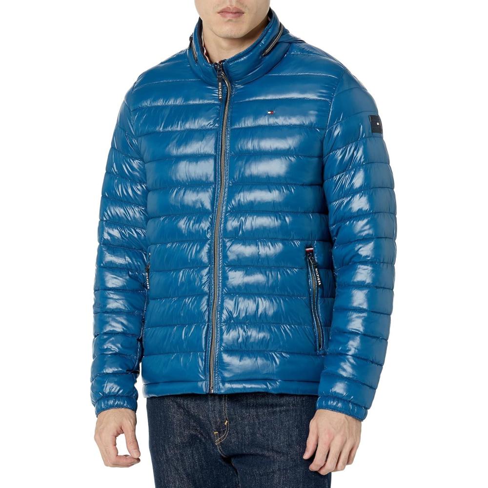 imageTommy Hilfiger mens Wetlook Lightweight Puffer JacketTeal
