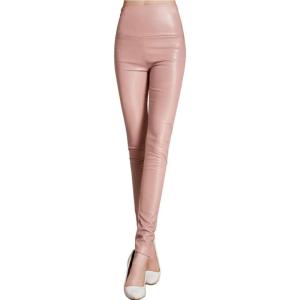ARJOSA Women’s Faux Leather Leggings High Waist Tights Skinny Pants(Pale Pink)
