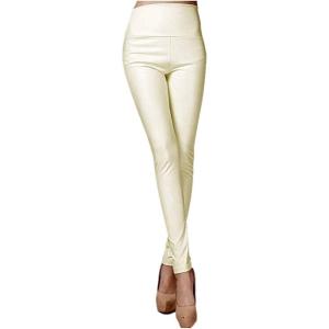 ARJOSA Women’s Faux Leather Leggings High Waist Tights Skinny Pants(White)