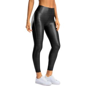 SANTINY Women’s Faux Leather Leggings 25”/27”/29”-High Waisted Stretch Leather Pants Pleather Tights for Women(Black)
