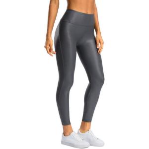 SANTINY Women’s Faux Leather Leggings 25”/27”/29”-High Waisted Stretch Leather Pants Pleather Tights for Women(Dark Grey)