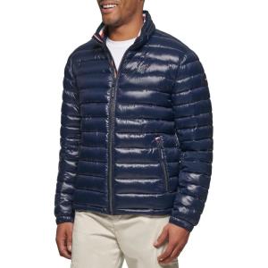 Tommy Hilfiger mens Wetlook Lightweight Puffer Jacket(Midnight Wet Look)