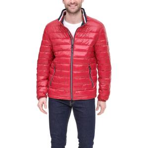 Tommy Hilfiger mens Wetlook Lightweight Puffer Jacket(Red Pepper Wet Look)