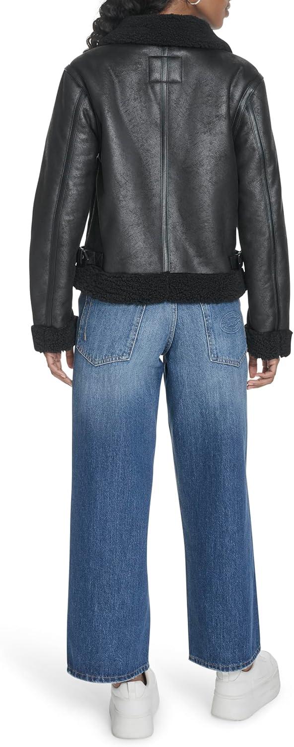 imageLevis Womens Faux Shearling Aviator JacketBlack Faux Shearling