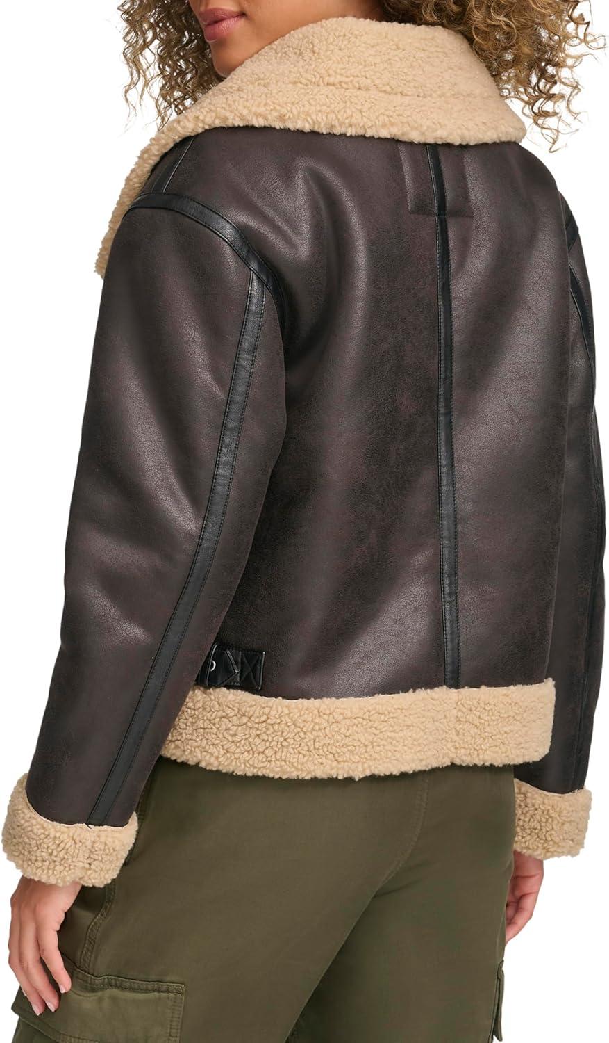 imageLevis Womens Faux Shearling Aviator JacketMolasses Faux Shearling