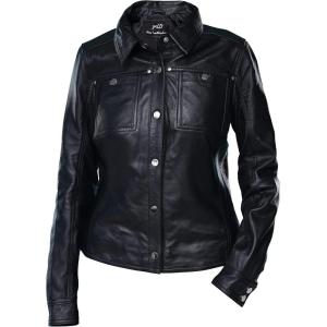 Jild Womens Button Front Lambskin Leather Jacket Shacket – Casual Shirt Long Sleeve Leather Jacket Women with Bust Pocket(Black)
