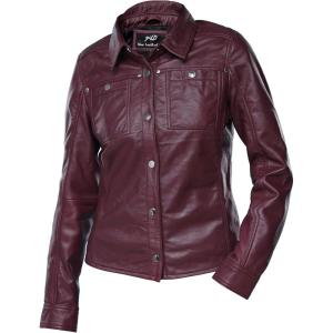 Jild Womens Button Front Lambskin Leather Jacket Shacket – Casual Shirt Long Sleeve Leather Jacket Women with Bust Pocket(Burgandy)