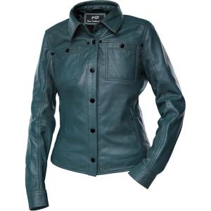 Jild Womens Button Front Lambskin Leather Jacket Shacket – Casual Shirt Long Sleeve Leather Jacket Women with Bust Pocket(Green)
