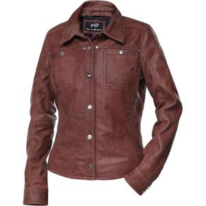 Jild Womens Button Front Lambskin Leather Jacket Shacket – Casual Shirt Long Sleeve Leather Jacket Women with Bust Pocket(Vintage Brown)