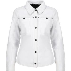 Jild Womens Button Front Lambskin Leather Jacket Shacket – Casual Shirt Long Sleeve Leather Jacket Women with Bust Pocket(White)
