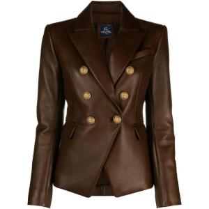SID Genuine Lambskin Leather Black Women’s Single Button Blazer with Full Sleeves Suit Style for Office Wear(Chocolate Brown)