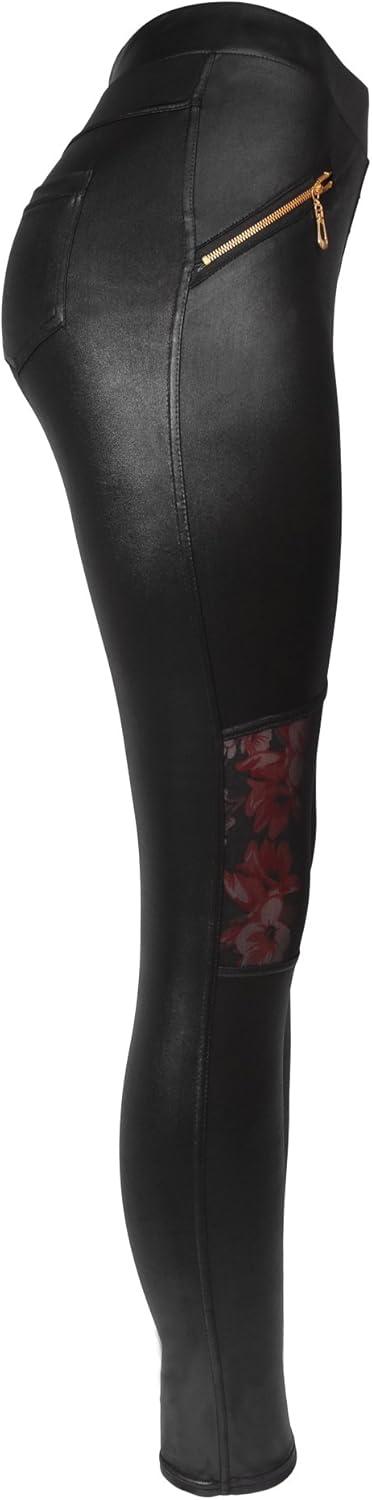 imageKMystic Faux Leather Designs LeggingsFlower Insert