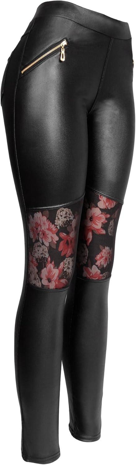 imageKMystic Faux Leather Designs LeggingsFlower Insert