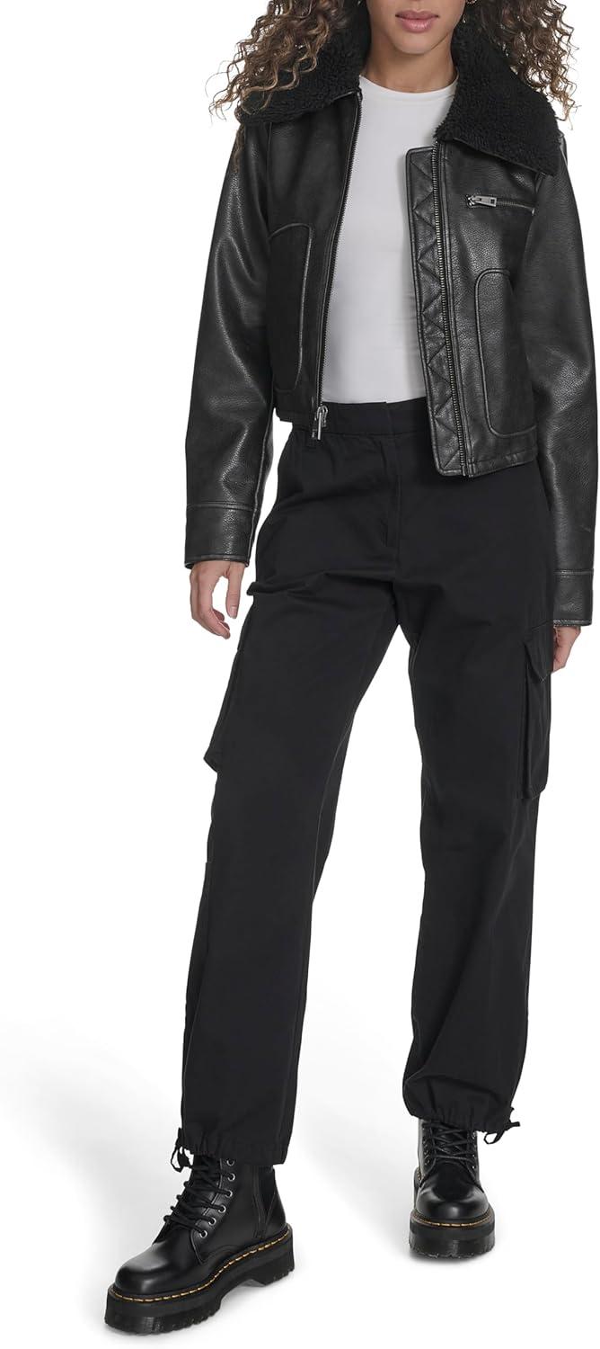 imageLevis womens Faux Leather Aviator JacketBlack