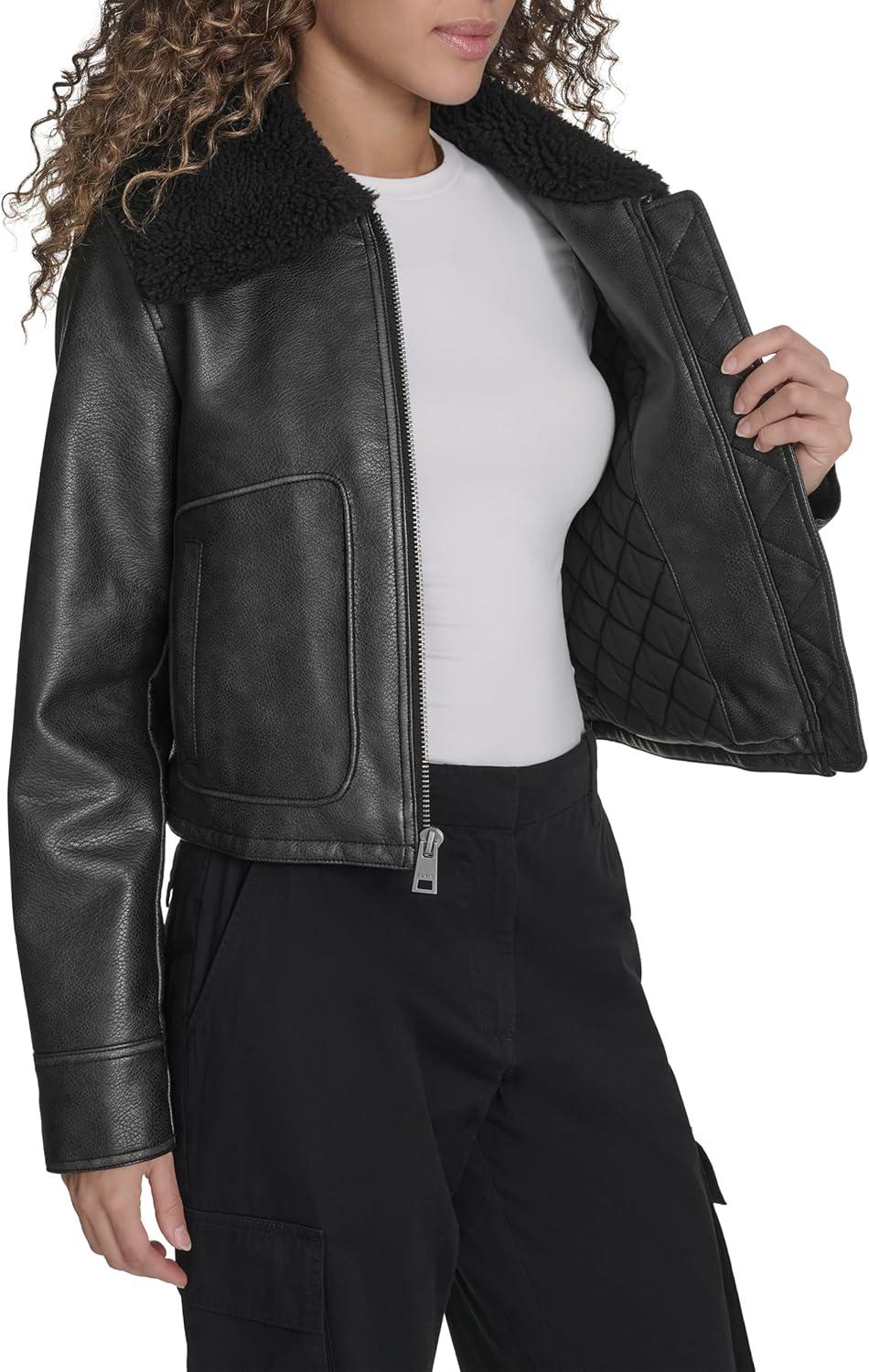 imageLevis womens Faux Leather Aviator JacketBlack