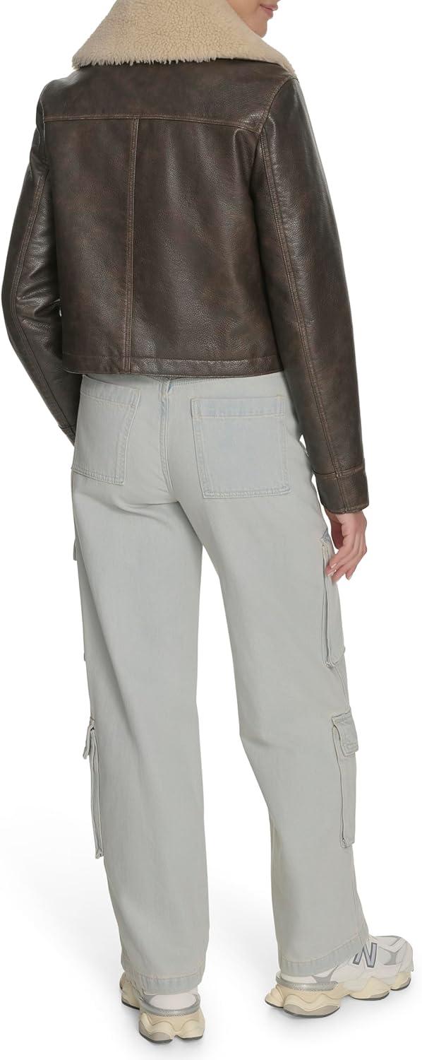 imageLevis womens Faux Leather Aviator JacketBrown