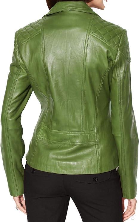 imageWomens Bambert Lambskin Genuine Leather Jacket Biker JacketCactus Dream