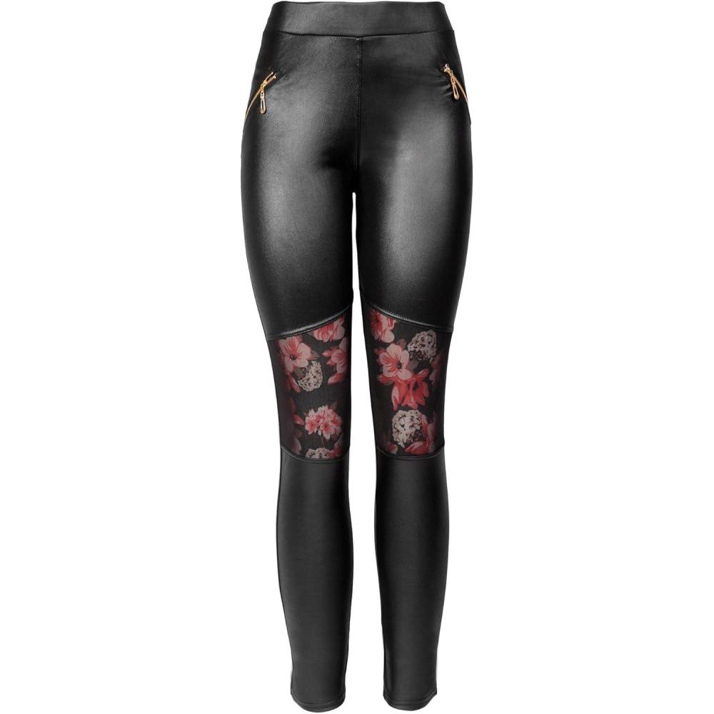imageKMystic Faux Leather Designs LeggingsFlower Insert