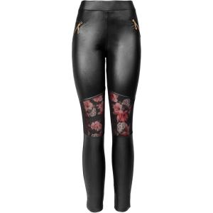 KMystic Faux Leather Designs Leggings(Flower Insert)