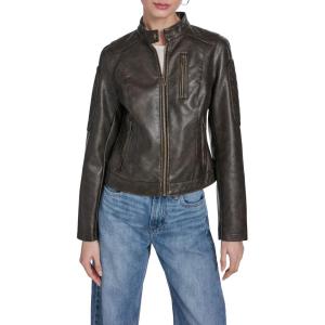 Levi’s Women’s Faux Leather Motocross Racer Jacket (Standard and Plus)(Brown)