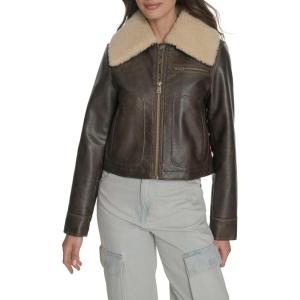 Levi’s womens Faux Leather Aviator Jacket(Brown)