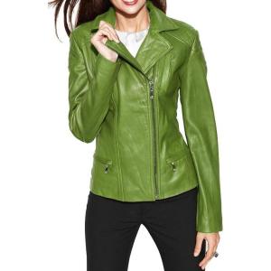 Womens Bambert Lambskin Genuine Leather Jacket, Biker Jacket(Cactus Dream)