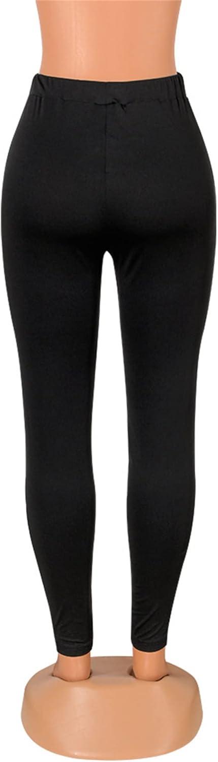 imageAtyfuniby Womens Leggings High Waisted Sexy Skinny Mesh See Through Pants Party ClubwearSide Sheer Black