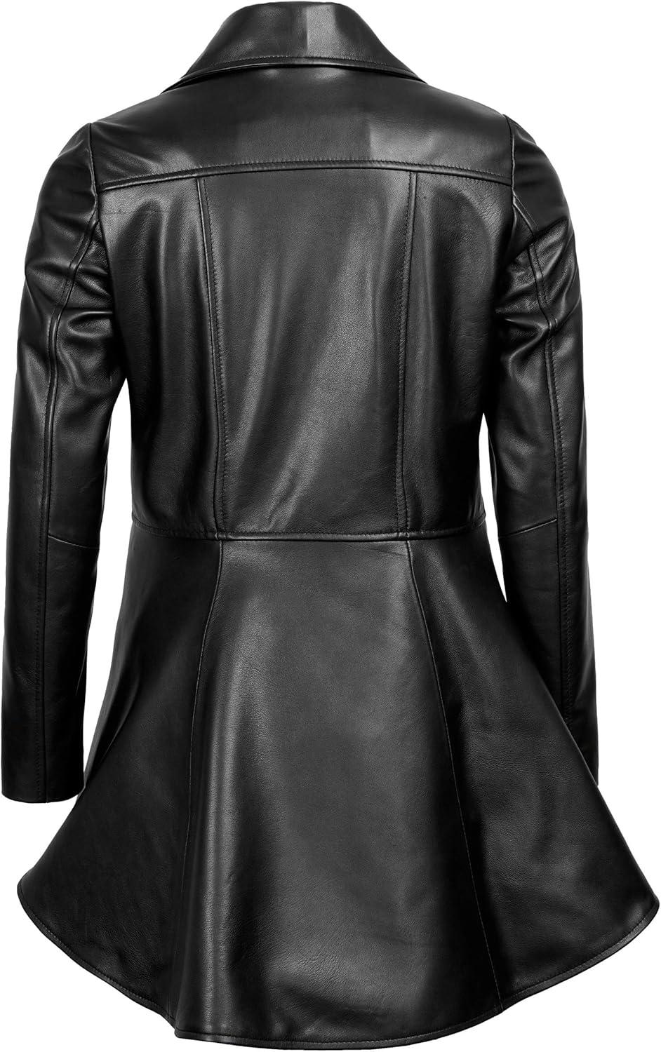imageDecrum Womens Leather Jacket Real Leather Jacket for WomenPeplum Black Leather Jacket