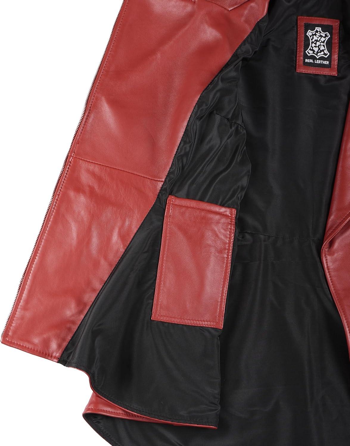 imageDecrum Womens Leather Jacket Real Leather Jacket for WomenPeplum Red Leather Jacket