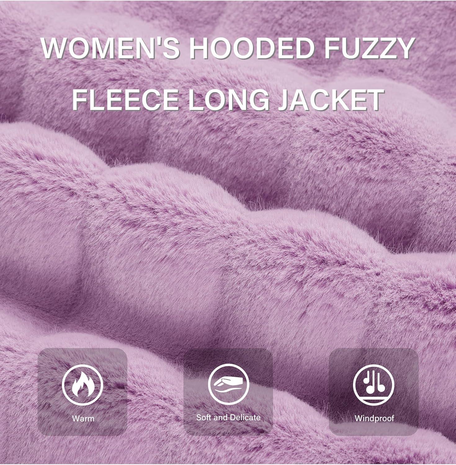 imageRISISSIDA Women Long Faux Fur Coat Fuzzy Jacket Hooded Winter Fall Warm OvercoatPink Purplehorizontal Texture