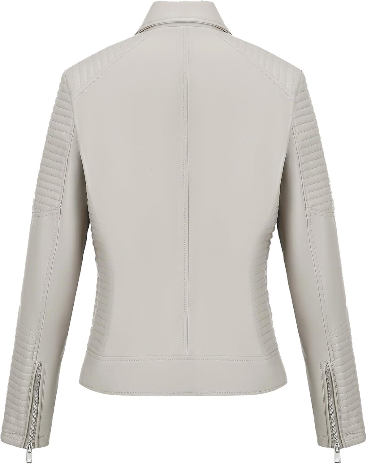 imageWomens Faux Leather Jacket Spring Motorcycle Biker Clothes Outfits Short Fashion PU Casual CoatBeige
