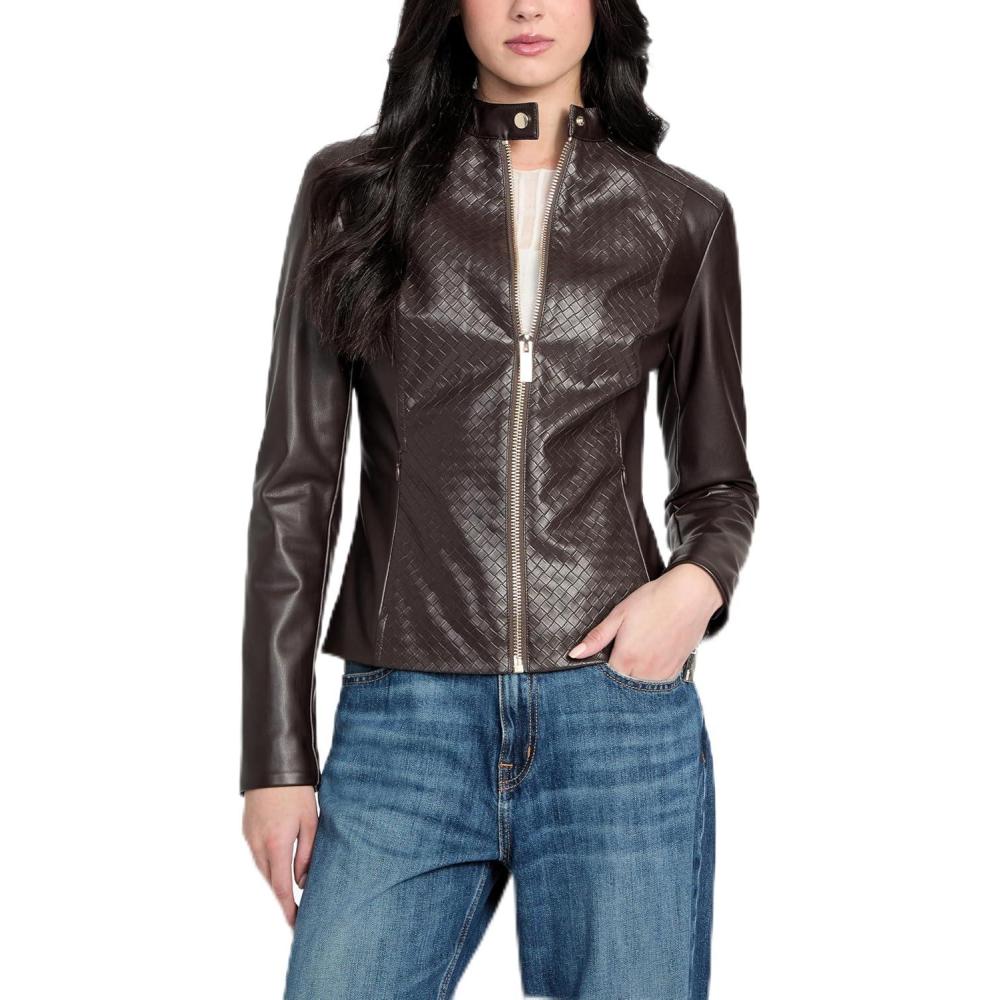 imageGUESS womens Mel Faux Leather BikerNew Java