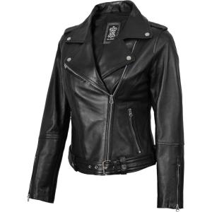 Decrum Women Leather Jacket – Real Lambskin Stylish Leather Jackets for Women(Margrate – Black Leather Jacket)