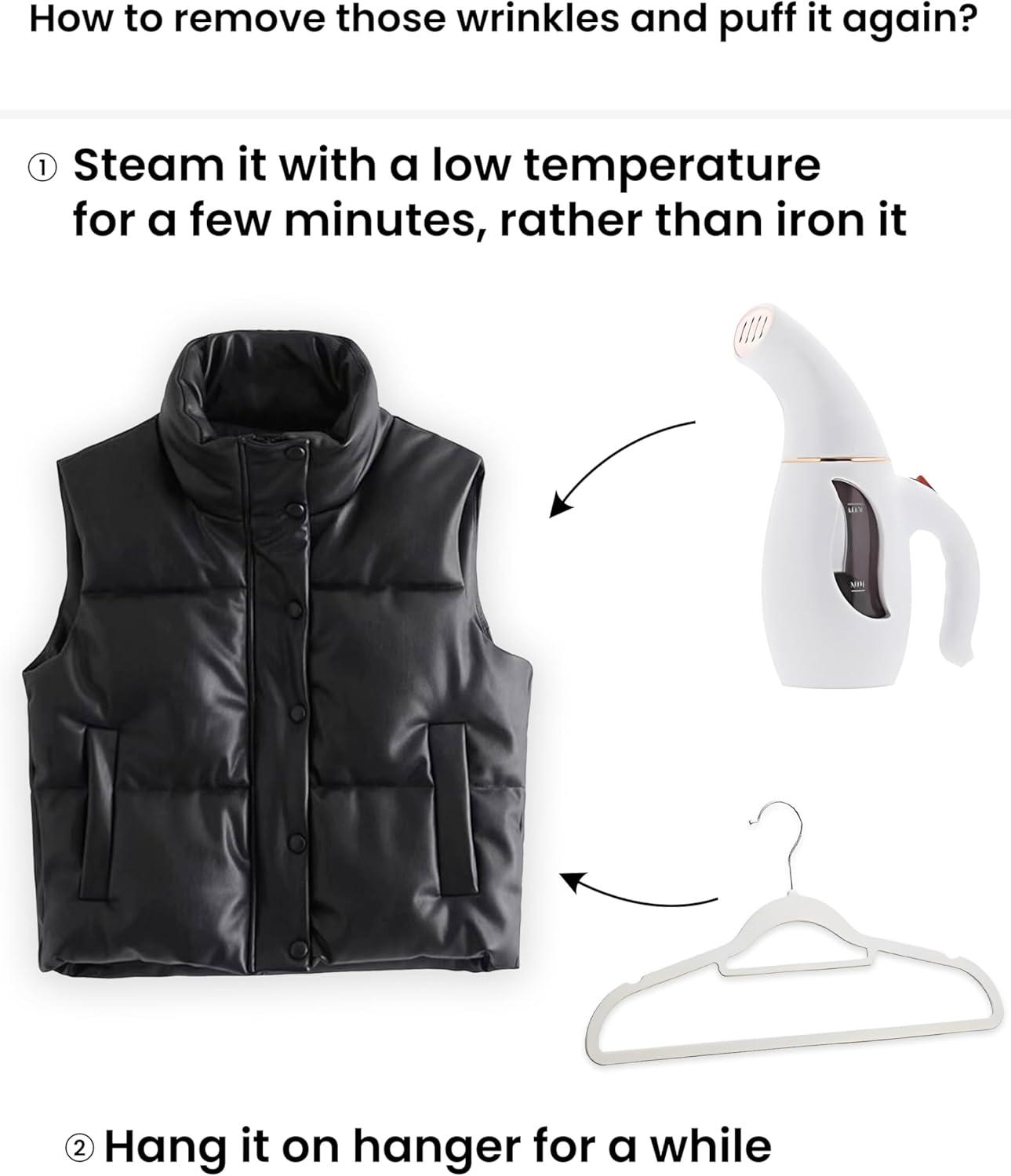 imageAiloqing Womens Faux Leather Puffer Vest Zip Up Sleeveless Winter Cropped JacketKhaki