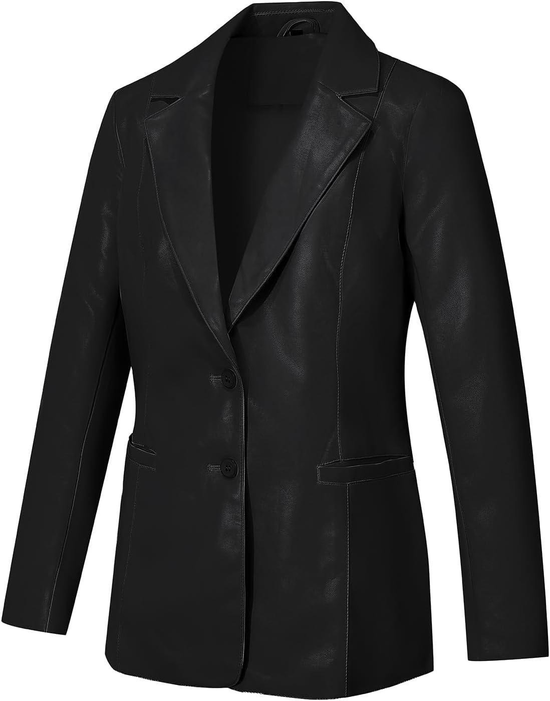 imageBellivera Faux Leather Jacket Women Motorcycle Zipper Bomber PU Bike Coat with PocketsBlack Faux Leather Coat