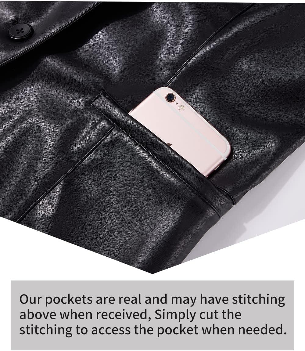 imageBellivera Faux Leather Jacket Women Motorcycle Zipper Bomber PU Bike Coat with PocketsBlack Faux Leather Coat