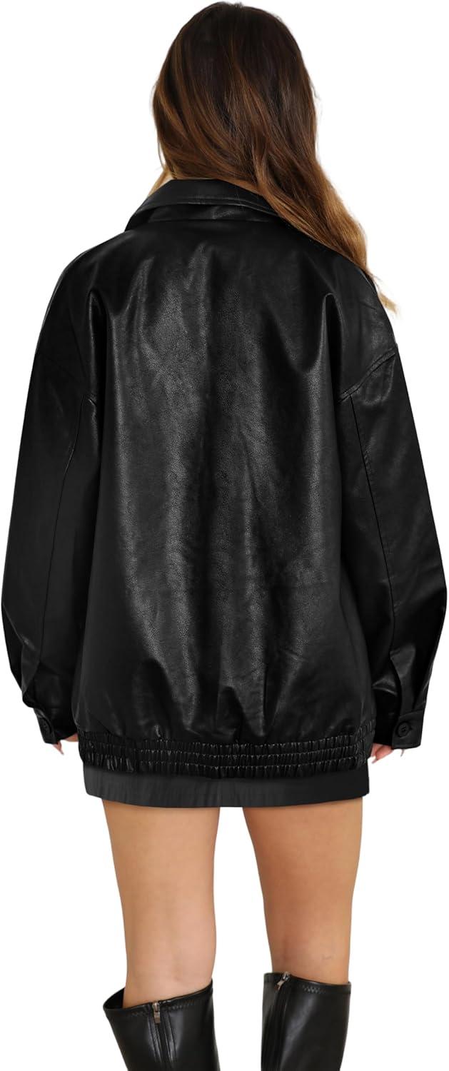 imageWIHOLL Womens Leather Jackets Faux Suede Oversized Fall Motorcycle Coats Fashion Winter Outfits Clothes Y2k TopsBlack