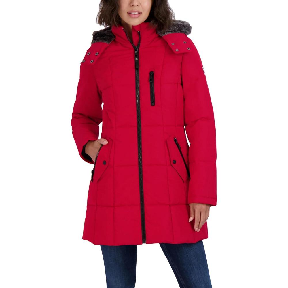 imageNautica womens Heavyweight Puffer Jacket With Faux Fur Lined Hood