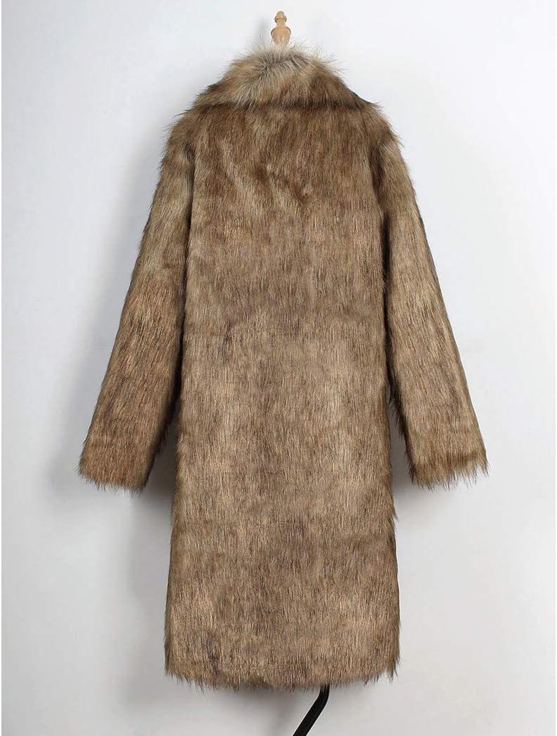 imageRomanticDesign Womens Long Lapel Faux fur Jacket Shaggy Coat Warm Outerwear CardiganBrown